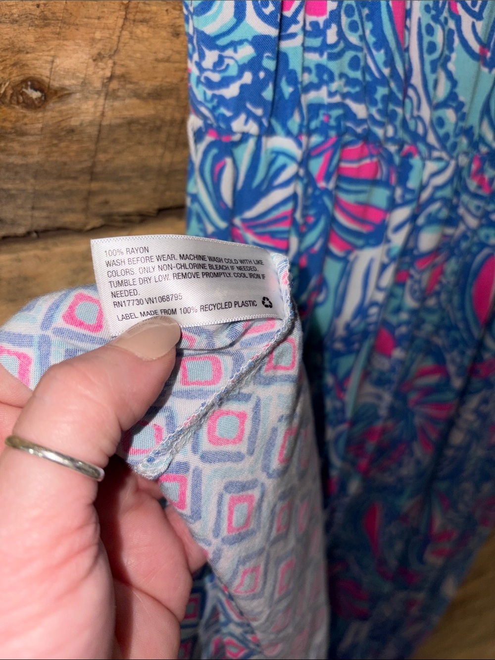 Lilly Pulitzer My Fans Anniversary Collection. Blue & Pink Printed Maxi Dress. - Picture 5 of 8